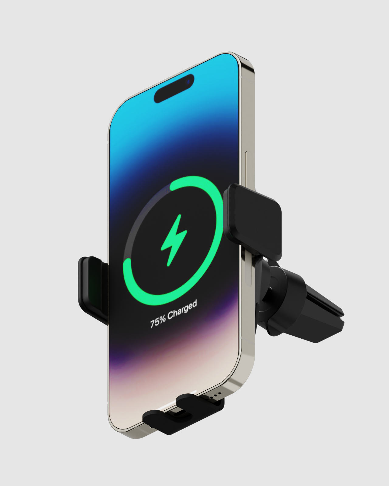 Wireless charger concept with compact design and secure grip for in-car use